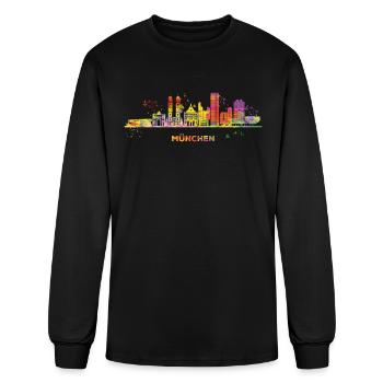 Munich skyline colorful cityscape Munich - Men's Long Sleeve T-Shirt - black - Front