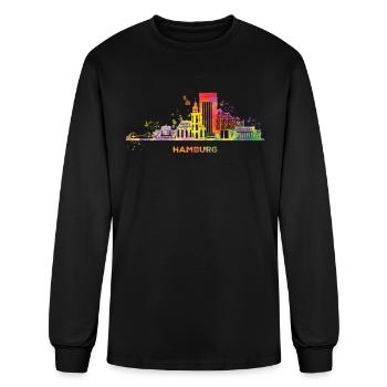 Hamburg skyline colorful cityscape Hamburg - Men's Long Sleeve T-Shirt - black - Front