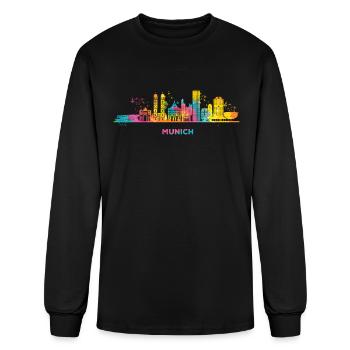Munich skyline colorful cityscape Munich - Men's Long Sleeve T-Shirt - black - Front
