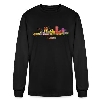 Munich skyline colorful cityscape Munich - Men's Long Sleeve T-Shirt - black - Front