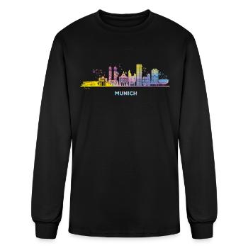 Munich skyline colorful cityscape Munich - Men's Long Sleeve T-Shirt - black - Front
