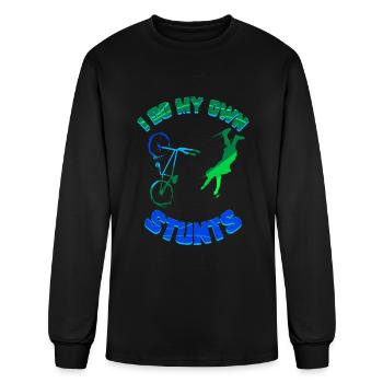 Cycling Gift Bicycle Tour Bike I Do My Own Stunts - Men's Long Sleeve T-Shirt - black - Front