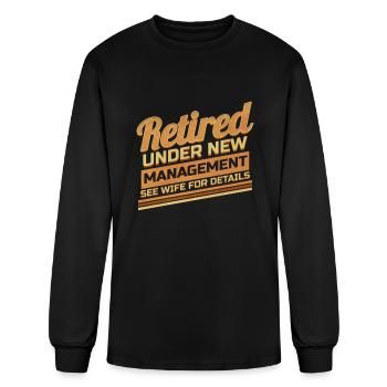 Retired Husband Funny Wife for Grandpa Farewell - Men's Long Sleeve T-Shirt - black - Front