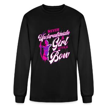 Archery Gift Archer Women with Arrow Bow - Men's Long Sleeve T-Shirt - black - Front