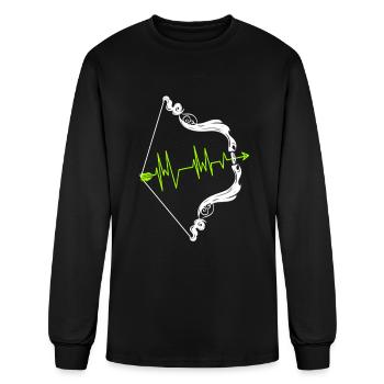 Archery Gift Archer Arrow Bow Heartbeat - Men's Long Sleeve T-Shirt - black - Front