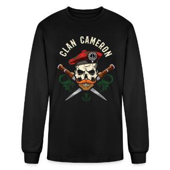 Clan Cameron Scottish Skull Crest Badge Dirk - Men's Long Sleeve T-Shirt - black - Front