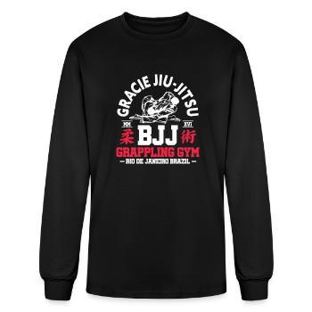 Gracie Jiu Jitsu BJJ Grappling Gym - Men's Long Sleeve T-Shirt - black - Front
