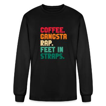 Café Gangsta Rap Pieds En Straps Vintage - T-shirt à manches longues Homme - noir - Devant
