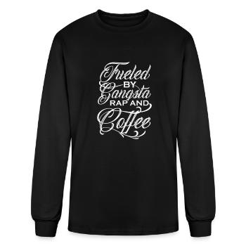 Alimenté par le gangsta rap et le café - T-shirt à manches longues Homme - noir - Devant