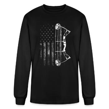 Archery Compound Bow USA American Flag - Men's Long Sleeve T-Shirt - black - Front