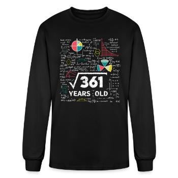 Math Square Root of 361 Years Old 19th Birthday - Men's Long Sleeve T-Shirt - black - Front