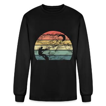 Retro Kitesurfer No Wind No Fun - Men's Long Sleeve T-Shirt - black - Front