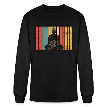 Retro Buddha Buddhism Buddhist - Men's Long Sleeve T-Shirt - black - Front