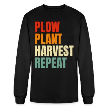 Plow Plant Harvest Repeat Farming - Men's Long Sleeve T-Shirt - black - Front