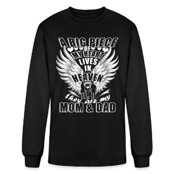A Big Piece Of My Heart Lives In Heaven T Shirt - Men's Long Sleeve T-Shirt - black - Front