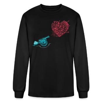 NOSTALGIC CANNON SHOOTS CONFETTI HEART - Men's Long Sleeve T-Shirt - black - Front