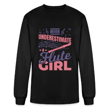 Never Underestimate A Flute Girl - Men's Long Sleeve T-Shirt - black - Front