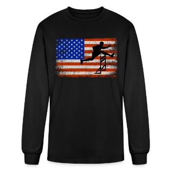 American Flag Hurdles Hurdling Hurdler Patriotic - Men's Long Sleeve T-Shirt - black - Front