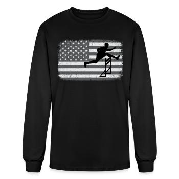 American Flag Hurdles Hurdling Hurdler Patriotic - Men's Long Sleeve T-Shirt - black - Front