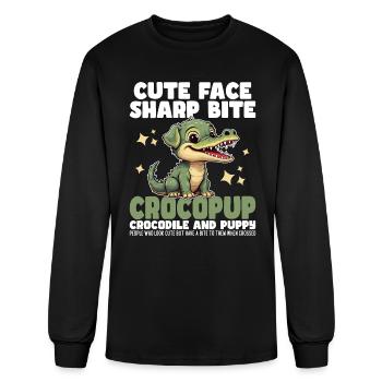 CUTE FACE SHARP BITE - CROCODILE AND PUPPY - Men's Long Sleeve T-Shirt - black - Front