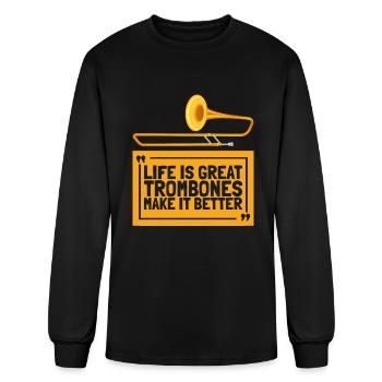 Trombone Trombonist Brass Instrument - Men's Long Sleeve T-Shirt - black - Front
