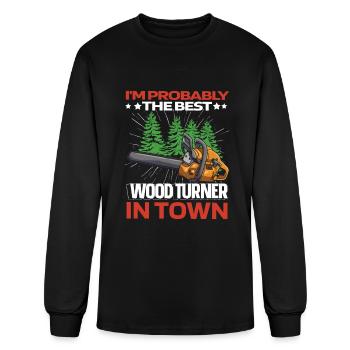 Wood Turning Funny - Men's Long Sleeve T-Shirt - black - Front