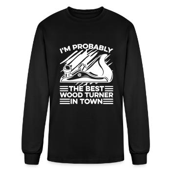Wood Turning Funny - Men's Long Sleeve T-Shirt - black - Front