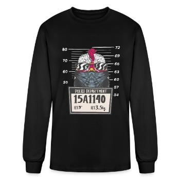 Chicken Hen Mugshot - Men's Long Sleeve T-Shirt - black - Front