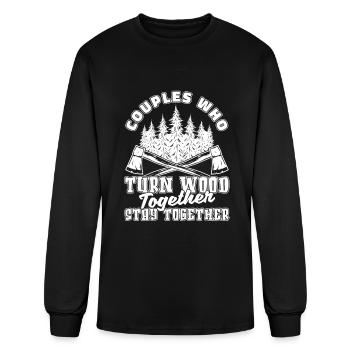 Wood Turning Couple - Men's Long Sleeve T-Shirt - black - Front