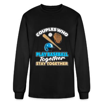 Baseball Baseballer Couple - Men's Long Sleeve T-Shirt - black - Front