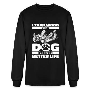 Wood Turning Dog - Men's Long Sleeve T-Shirt - black - Front
