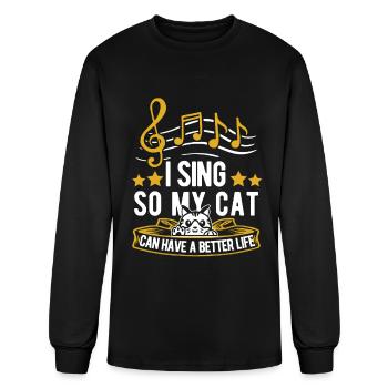 Choir Singing Cat - Men's Long Sleeve T-Shirt - black - Front