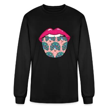 Peacock Peafowl Tongue - Men's Long Sleeve T-Shirt - black - Front