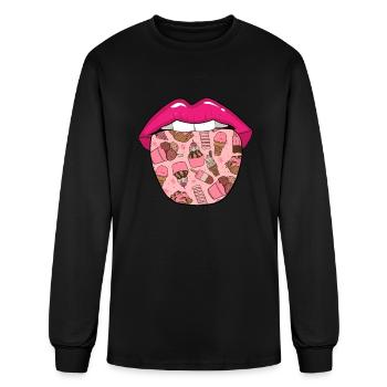 Ice Cream Scoop Tongue - Men's Long Sleeve T-Shirt - black - Front
