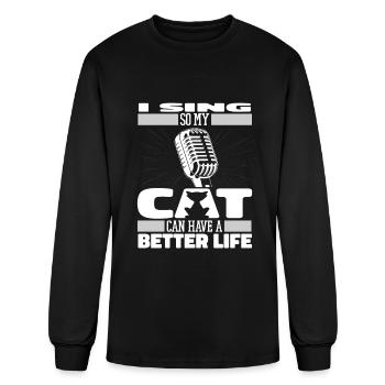 Choir Singing Cat - Men's Long Sleeve T-Shirt - black - Front