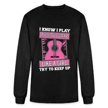 Acoustic Guitar Girl - Men's Long Sleeve T-Shirt - black - Front