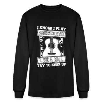 Acoustic Guitar Girl - Men's Long Sleeve T-Shirt - black - Front