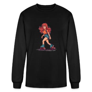 Roller Skating Roller Skate Girl - Men's Long Sleeve T-Shirt - black - Front
