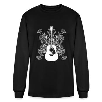 Acoustic Guitar Flowers - Men's Long Sleeve T-Shirt - black - Front