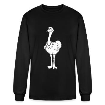 Ostrich Flightless Bird Cute - Men's Long Sleeve T-Shirt - black - Front