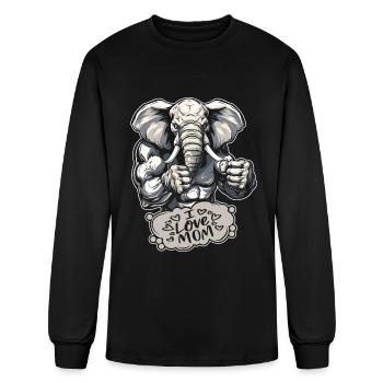 Elephant I Love Mom - Men's Long Sleeve T-Shirt - black - Front