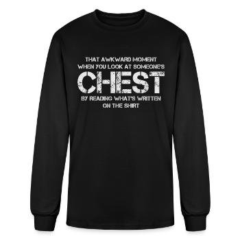 Staring At The Chest To Read Whats Written - Men's Long Sleeve T-Shirt - black - Front