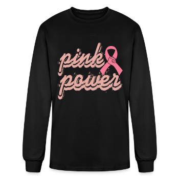 Sensibilisation au cancer du sein Pink Power - T-shirt à manches longues Homme - noir - Devant