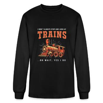 Railroad Locomotive Train Conductor - Men's Long Sleeve T-Shirt - black - Front