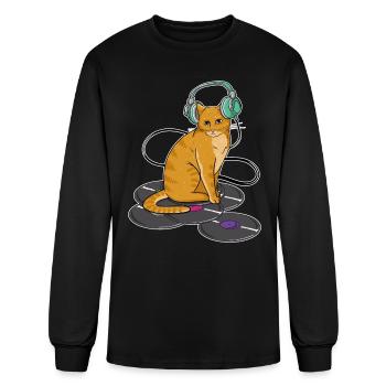 Audiophile Cat - Men's Long Sleeve T-Shirt - black - Front