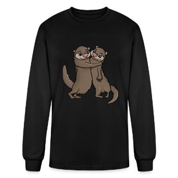 Otters Hugging - Men's Long Sleeve T-Shirt - black - Front