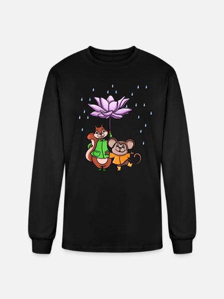 Lotus Flower Umbrella - Men's Long Sleeve T-Shirt - black