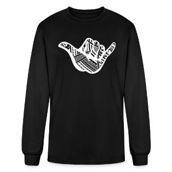 Polynesian Tattoo Shaka Tribal Print - Men's Long Sleeve T-Shirt - black - Front