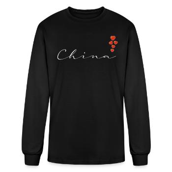 China - Men's Long Sleeve T-Shirt - black - Front