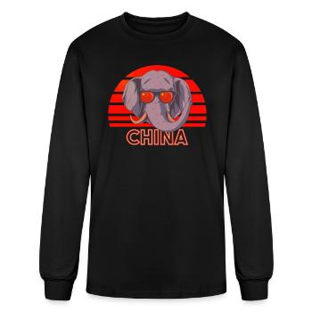 China - Men's Long Sleeve T-Shirt - black - Front